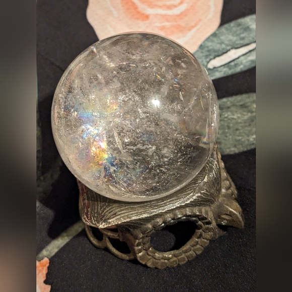 Beautiful rare crystal quartz ball w owl stand - Picture 6 of 10